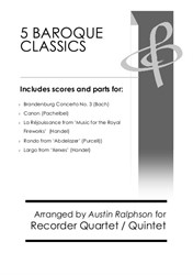 5 Baroque Classics - recorder quintet and quartet bundle / book / pack