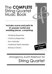 Complete String Quartet Music Book - pack of 21 essential pieces: wedding, Christmas, baroque, slow