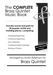 Complete Brass Quintet Music Book - pack of 34 essential pieces: wedding, Christmas, baroque, slow